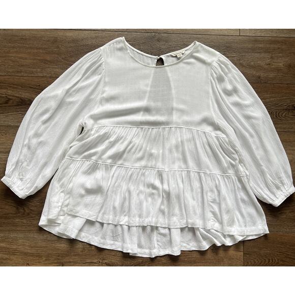American Eagle Top Womens Large White Long Sleeve Babydoll Open Back Viscose - Picture 10 of 10